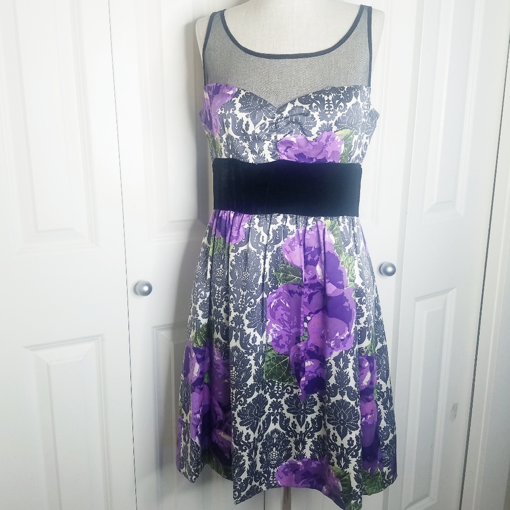 PLENTY TRACY REESE Floral Silk Dress Velvet 6